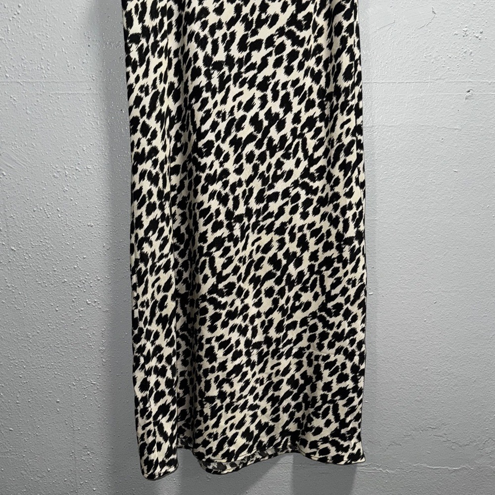 Francescas White Black Cheetah Leopard Print‎ Midi Slip Skirt Womens Size Small